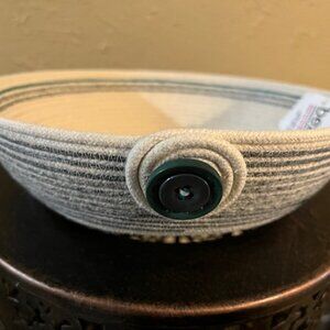 Handmade Rope Bowl/Basket Gray Green 8.75"x2.5" for Keys/Remotes/Jewelry/Office